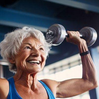 Anziana fa fitness